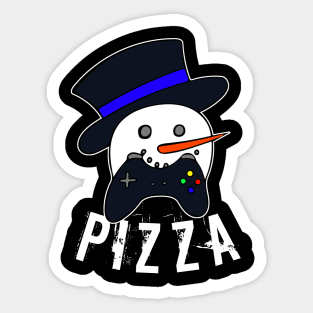 Snowman Face Gamer Pizza Sticker